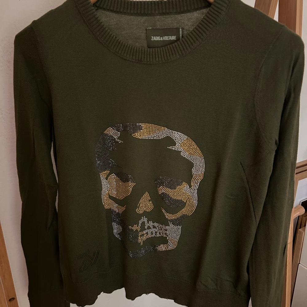 Zadig & Voltaire Khaki Skull Sweater - Picture 2 of 7